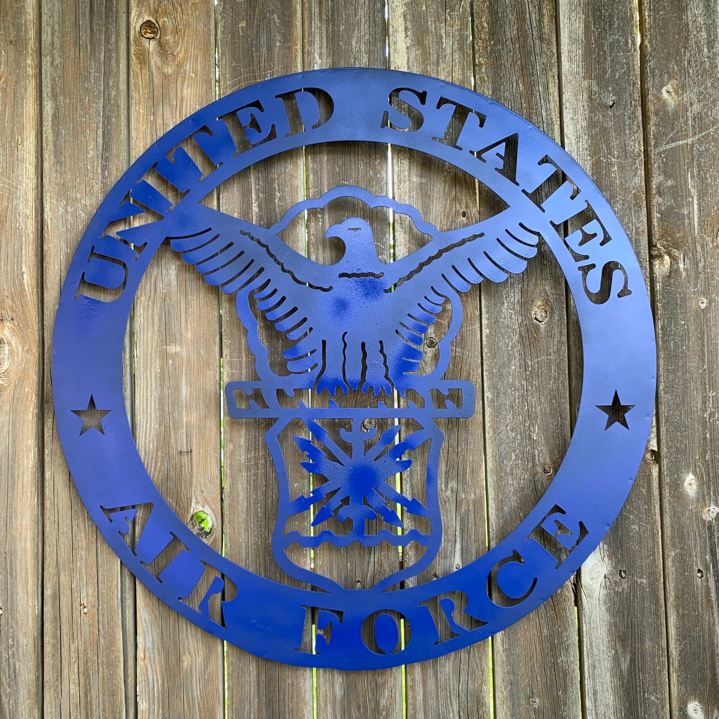 24" US AIR FORCE LASERCUT BLUE MILITARY METAL WALL ART AIRFORCE WESTERN HOME DECOR NEW