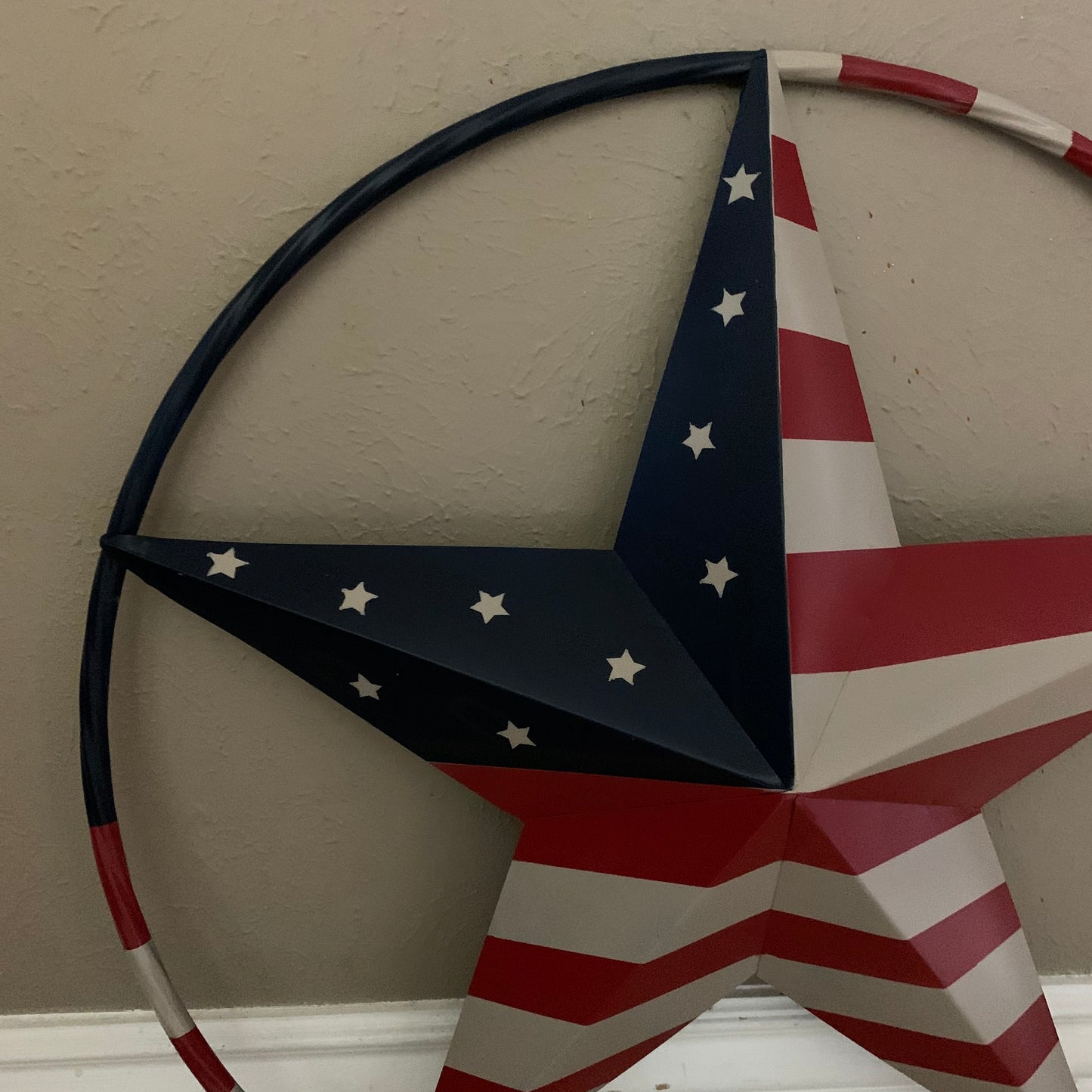 AMERICAN USA FLAG BARN STAR METAL RED BEIGE BLUE STAR 12",16",24",32"36",38",40",48