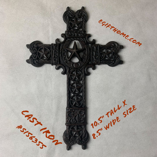 Si56355 STARS CROSS CAST IRON WESTERN HOME DECOR NEW