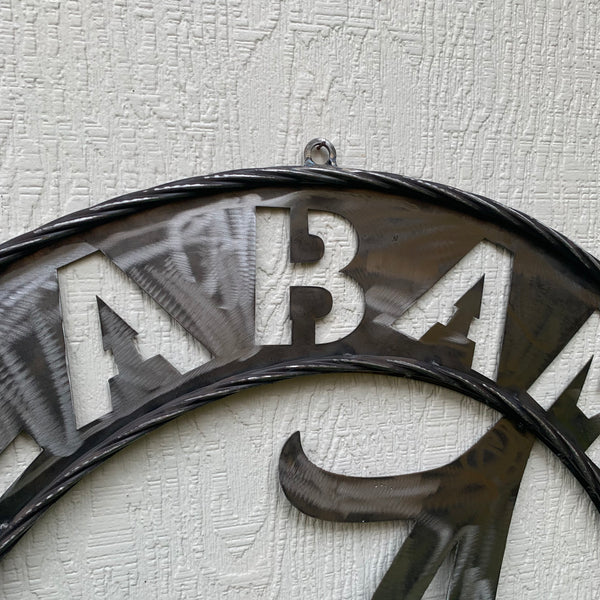 ALABAMA CRIMSON TIDE RAW METAL LASER CUT  WIDE BAND RING CUSTOM METAL VINTAGE TEAM CRAFT HANDMADE