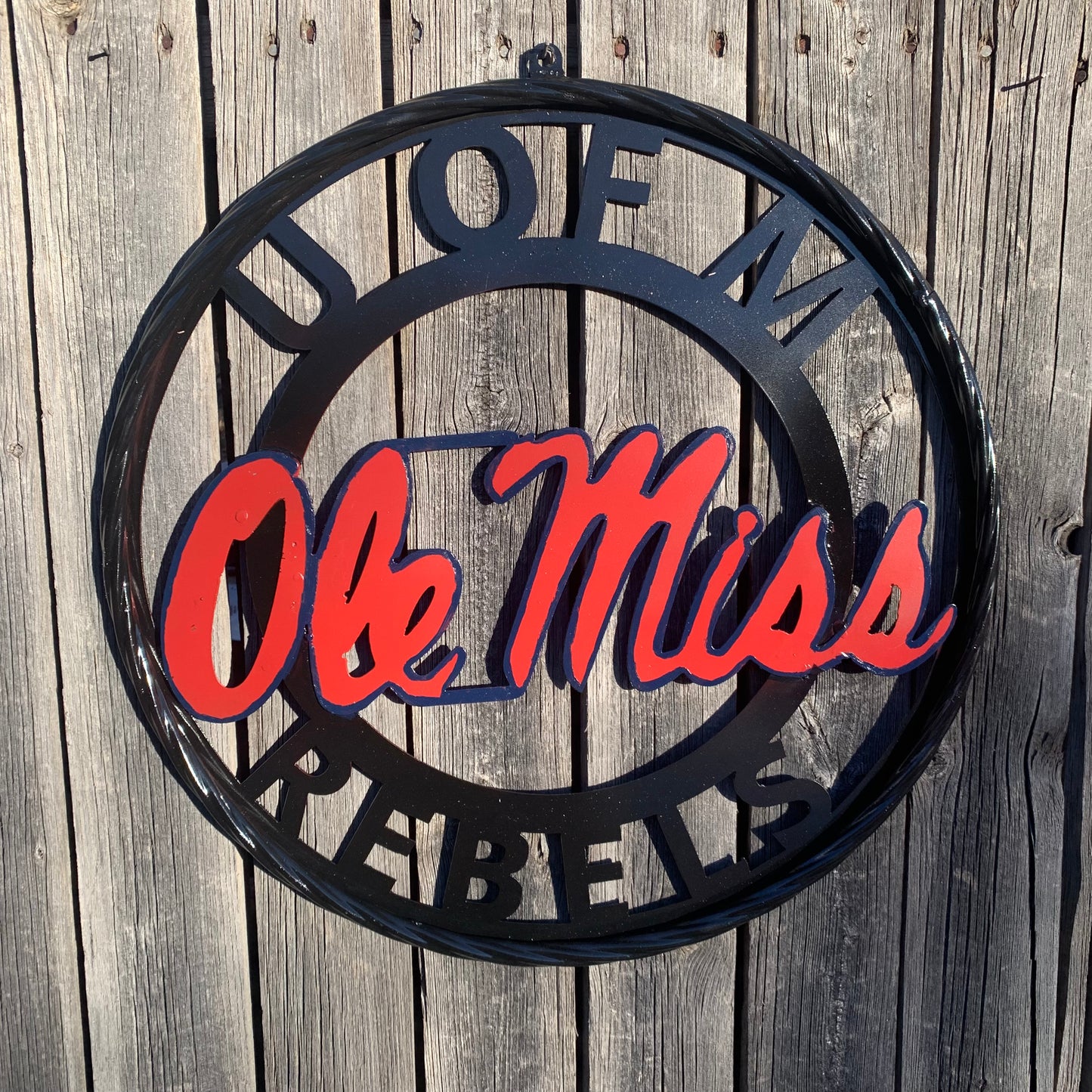 OLE MISS REBELS MISSISSIPPI CUSTOM METAL VINTAGE CRAFT TEAM SIGN WESTERN HOME DECOR HANDMADE