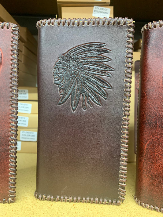 INDIAN CHECKBOOK WALLET MEN'S WALLET GENUINE LEATHER NEW