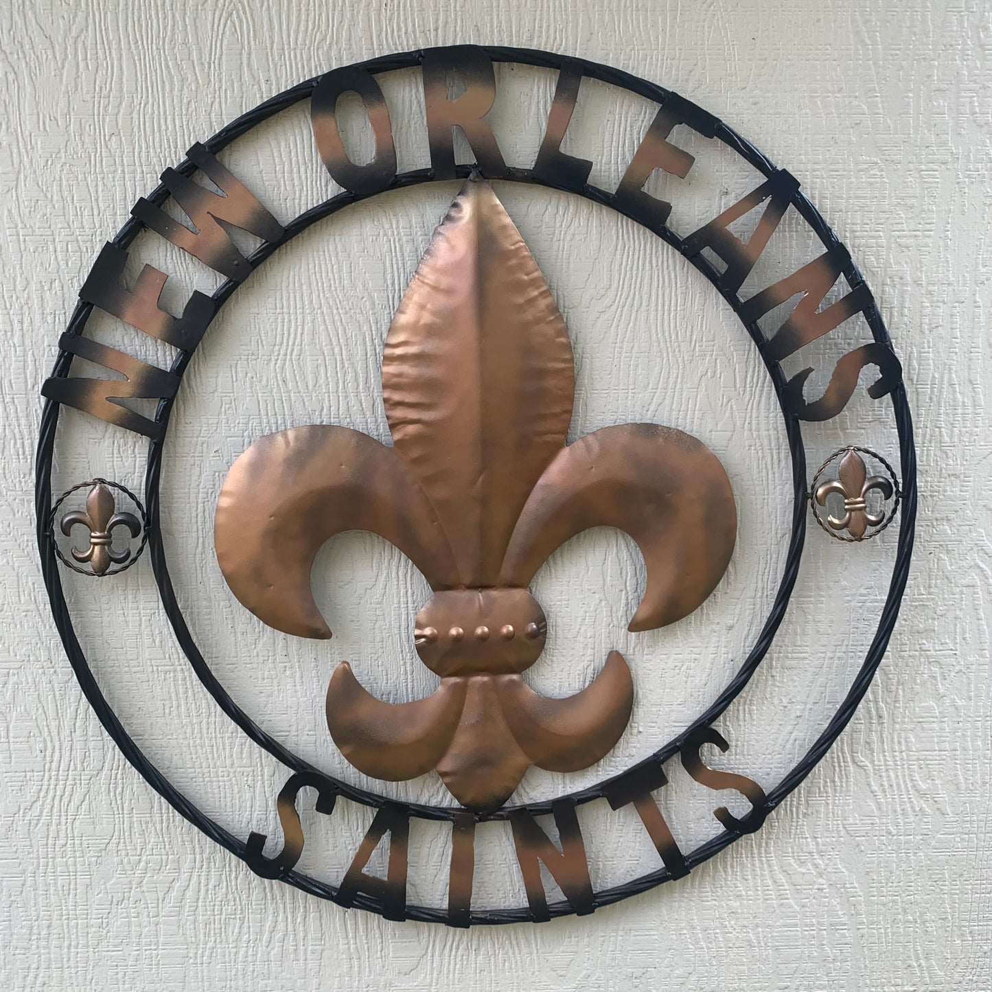 NEW ORLEANS SAINTS METAL SIGN WALL ART WESTERN HOME DECOR GOLD & BLACK HANDMADE #EH10272