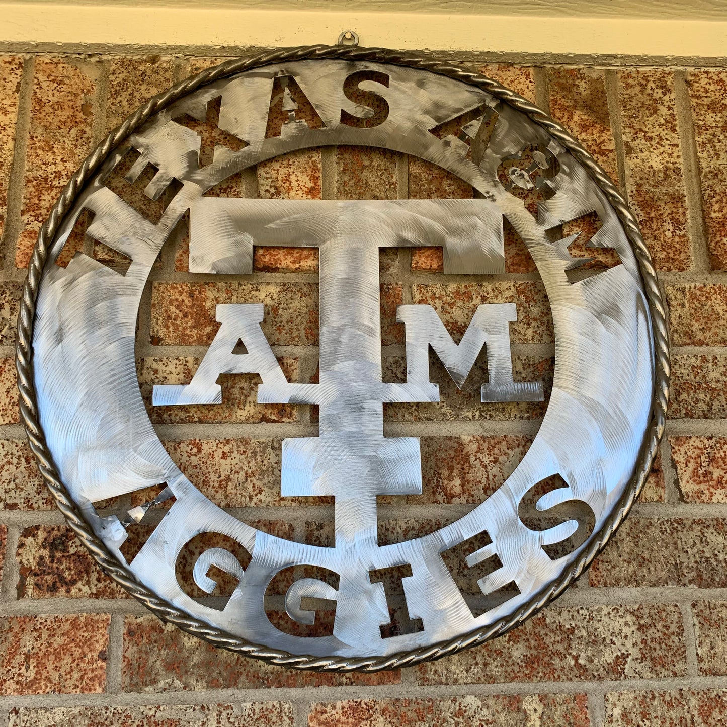 TEXAS A&M WIDE BAND RAW METAL CUSTOM VINTAGE CRAFT WALL ART TEAM SIGN HANDMADE