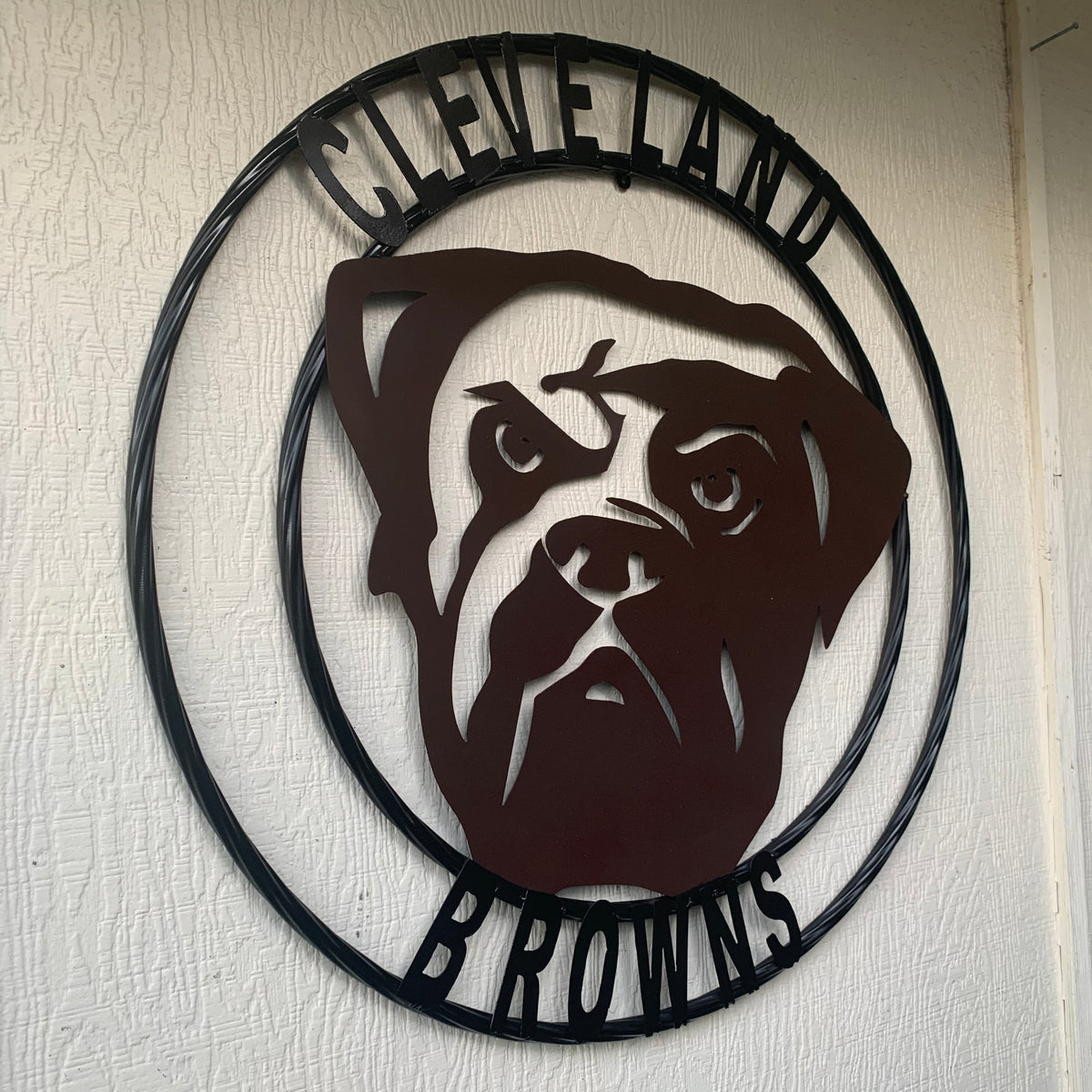CLEVELAND BROWNS METAL CUSTOM VINTAGE CRAFT ART HANDMADE RUSTIC BROWN