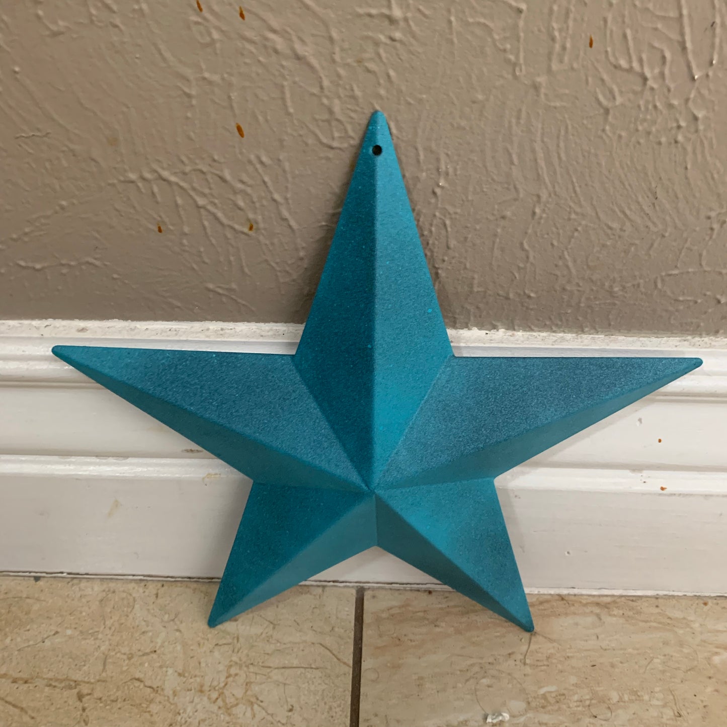 #EH10474 RUSTIC TURQUOISE DISTRESSED TWO TONE BARN METAL STAR WESTERN HOME DECOR ART NEW