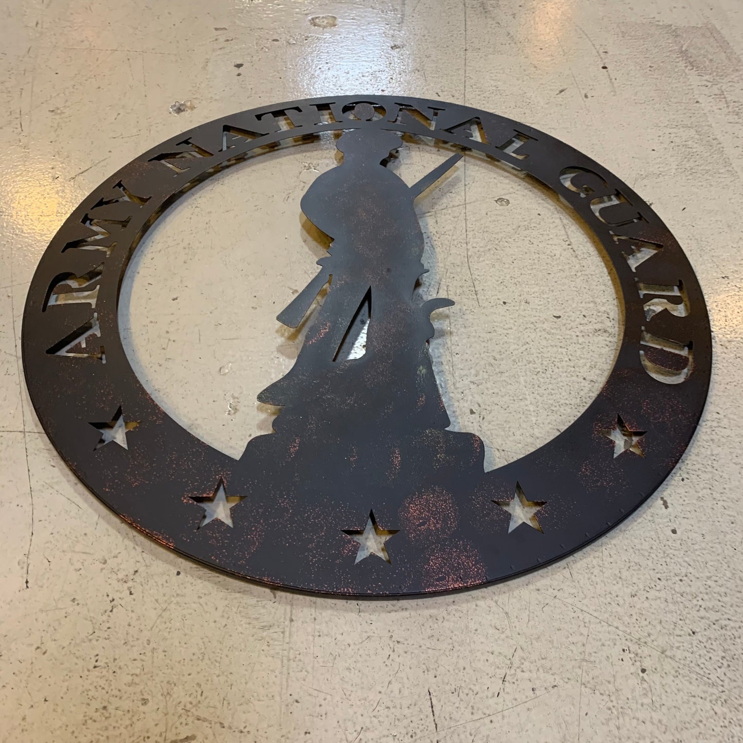 24" ARMY NATIONAL GUARD CUSTOM METAL VINTAGE CRAFT METAL WALL ART WESTERN HOME DECOR