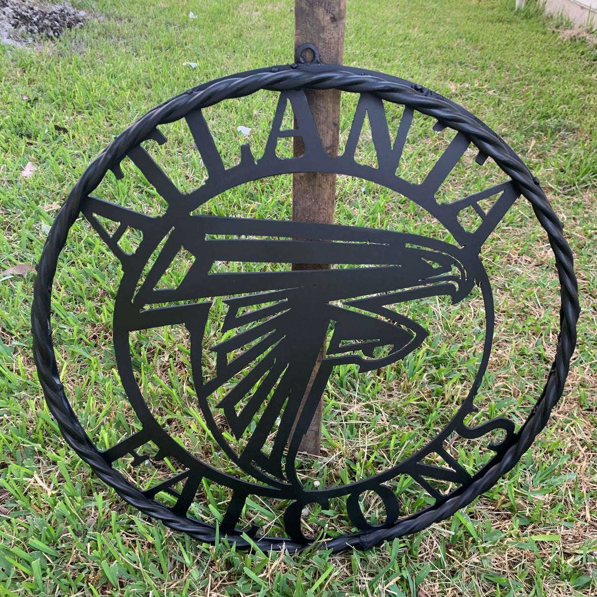 12",18",24",32",36" ATLANTA FALCONS BLACK METAL CUSTOM METAL VINTAGE CRAFT SIGN FOOTBALL TEAM WESTERN HOME DECOR HANDMADE