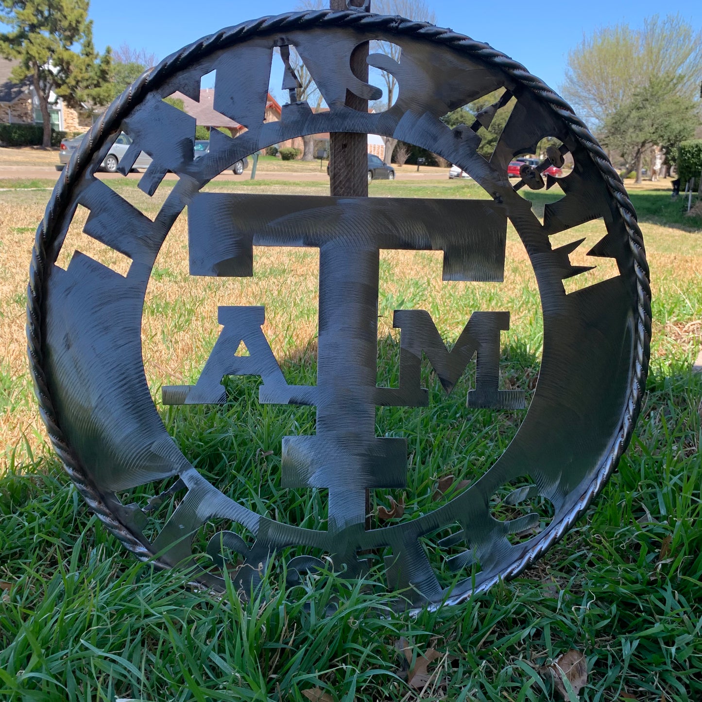 TEXAS A&M WIDE BAND RAW METAL CUSTOM VINTAGE CRAFT WALL ART TEAM SIGN HANDMADE