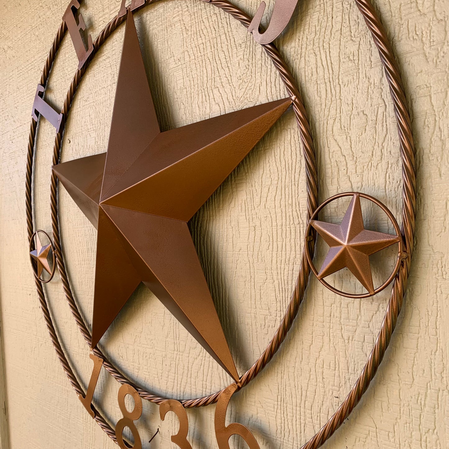 24", 32",36",40" TEXAS 1836 HAMMERED COPPER  BARN STAR METAL WALL WESTERN HOME DECOR HANDMADE NEW