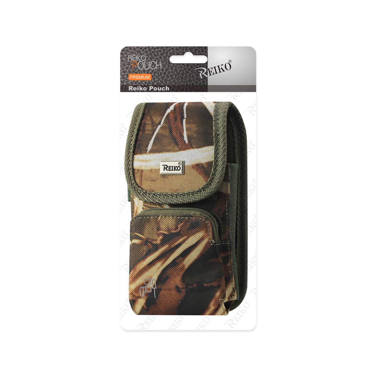 PH15B-AM32 7" REIKO XL EXTRA LARGE VERTICAL CAMO RUGGED POUCH WITH ZIPPER POCKET VELCO CLOSURE  &  BELT LOOP HOLSTER CELL PHONE CASE UNIVERSAL OVERSIZE