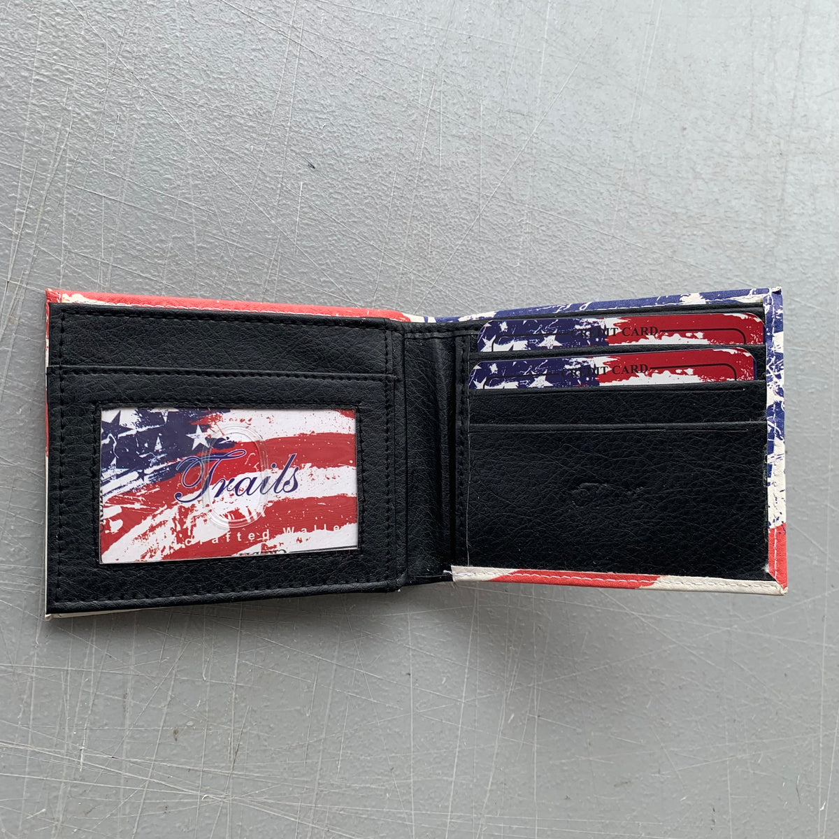 5" USA FLAG RED WHITE BLUE WALLET LEATHER BIFOLD WALLET NEW