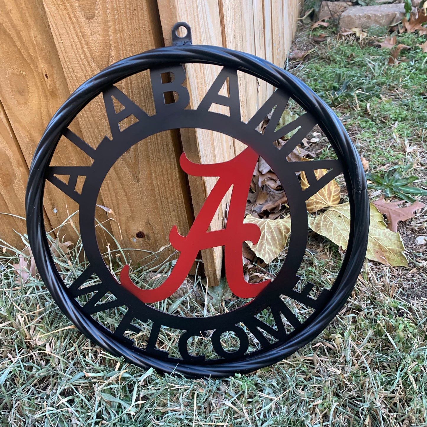 ALABAMA WELCOME RED & BLACK CUSTOM METAL VINTAGE SIGN TEAM HANDMADE