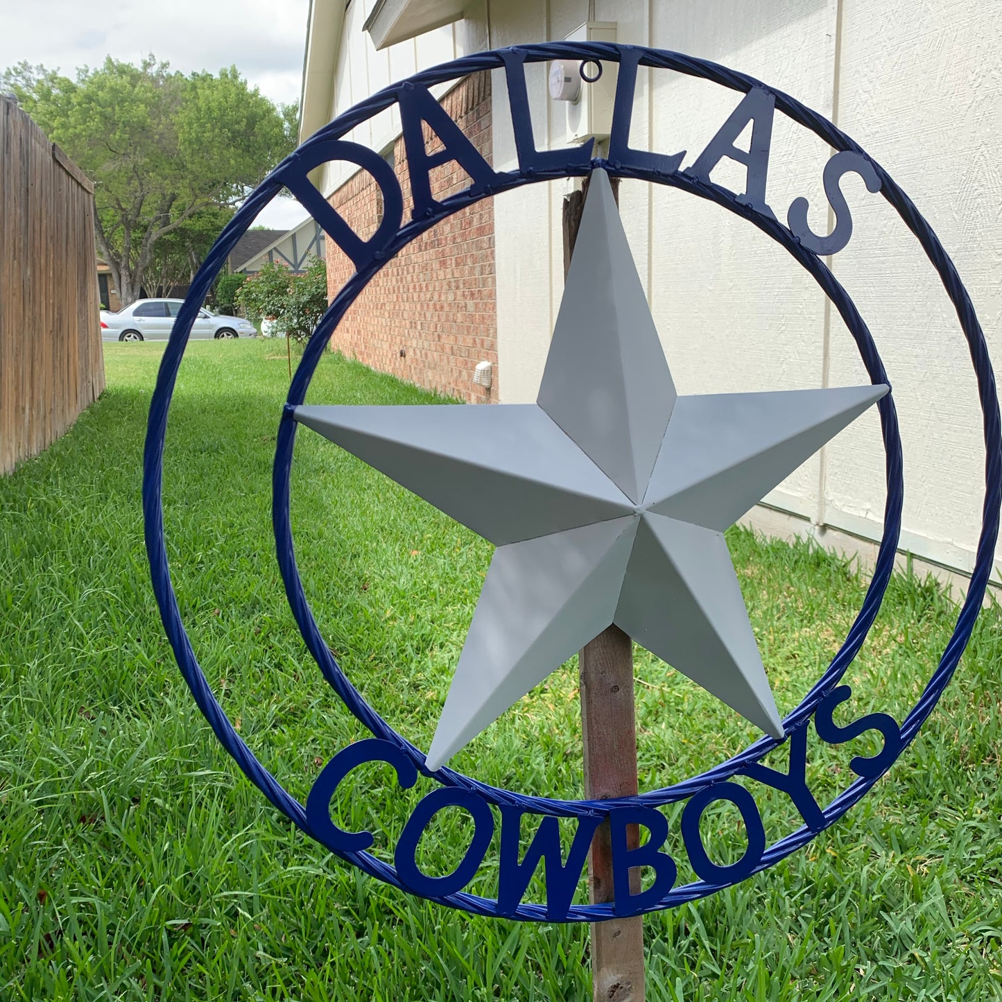 DALLAS COWBOYS STAR METAL BARN LONE STAR WESTERN HOME DECOR BLUE & WHITE STAR, SIZE:24",32",36",40",42",44",46",50"