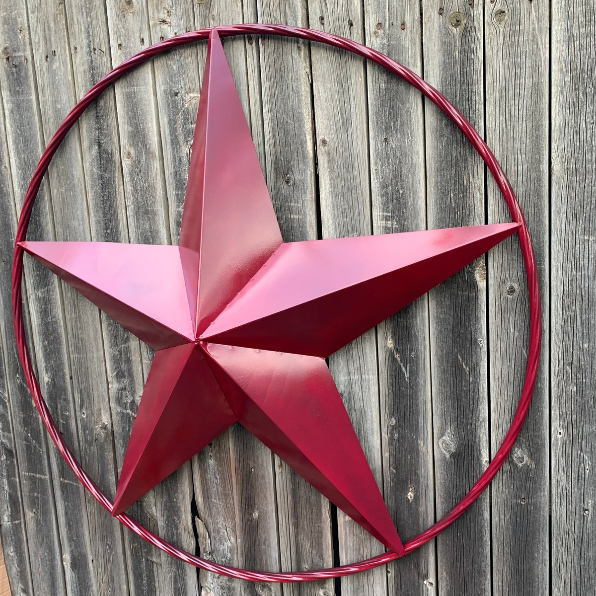 CRANBERRY BURGUNDY STAR RED STAR BARN METAL LONESTAR TWISTED ROPE RING WALL ART WESTERN HOME DECOR BRAND NEW