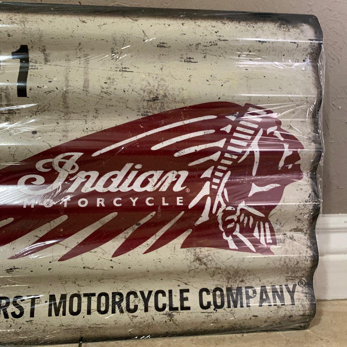 INDIAN MOTORCYCLES TIN METAL SIGN 24"X18" CORRUGATED WESTERN HOME DECOR ITEM#COIND