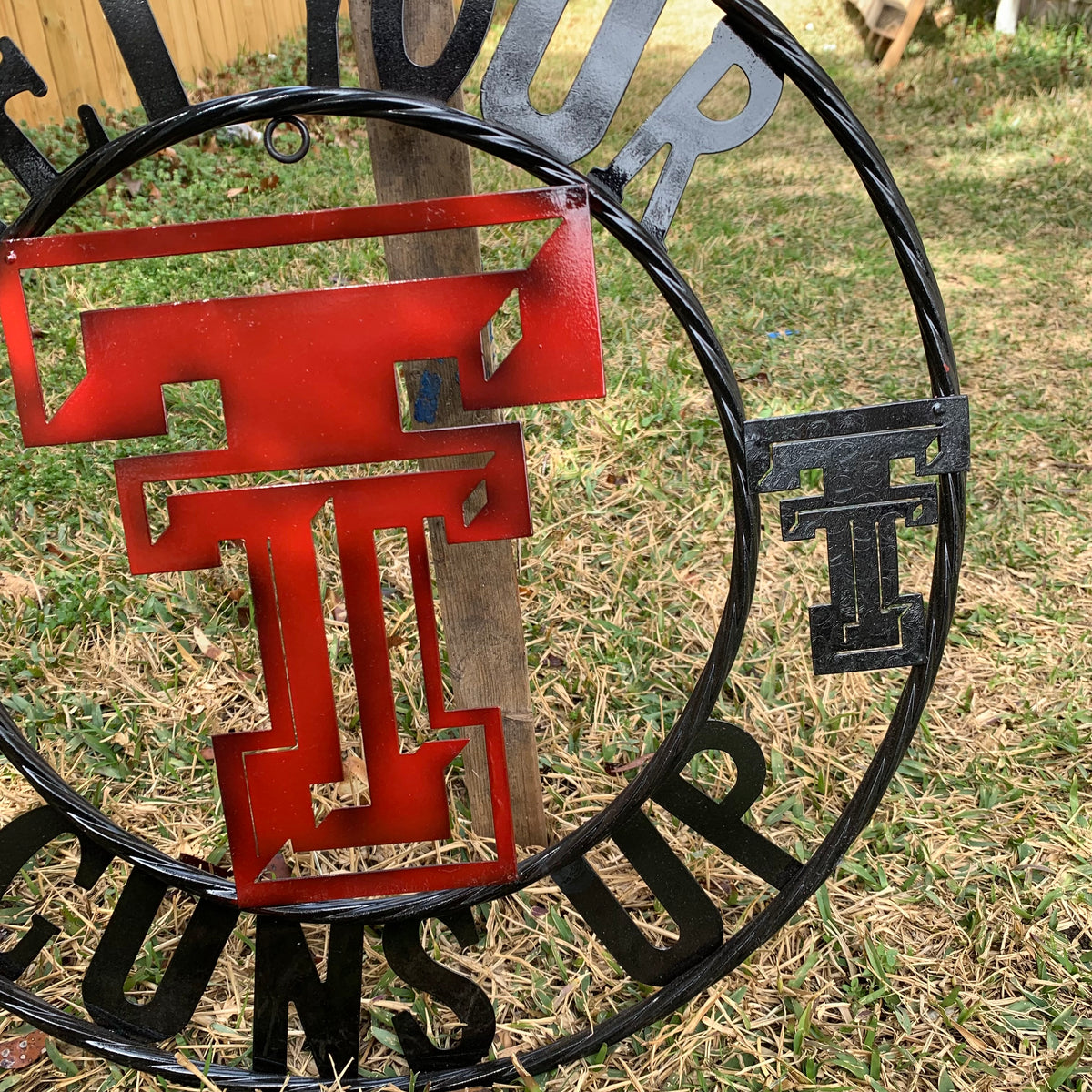 12", 18", 24", 32" GET YOUR GUNS UP TEXAS TECH CUSTOM METAL VINTAGE CRAFT TEAM SIGN