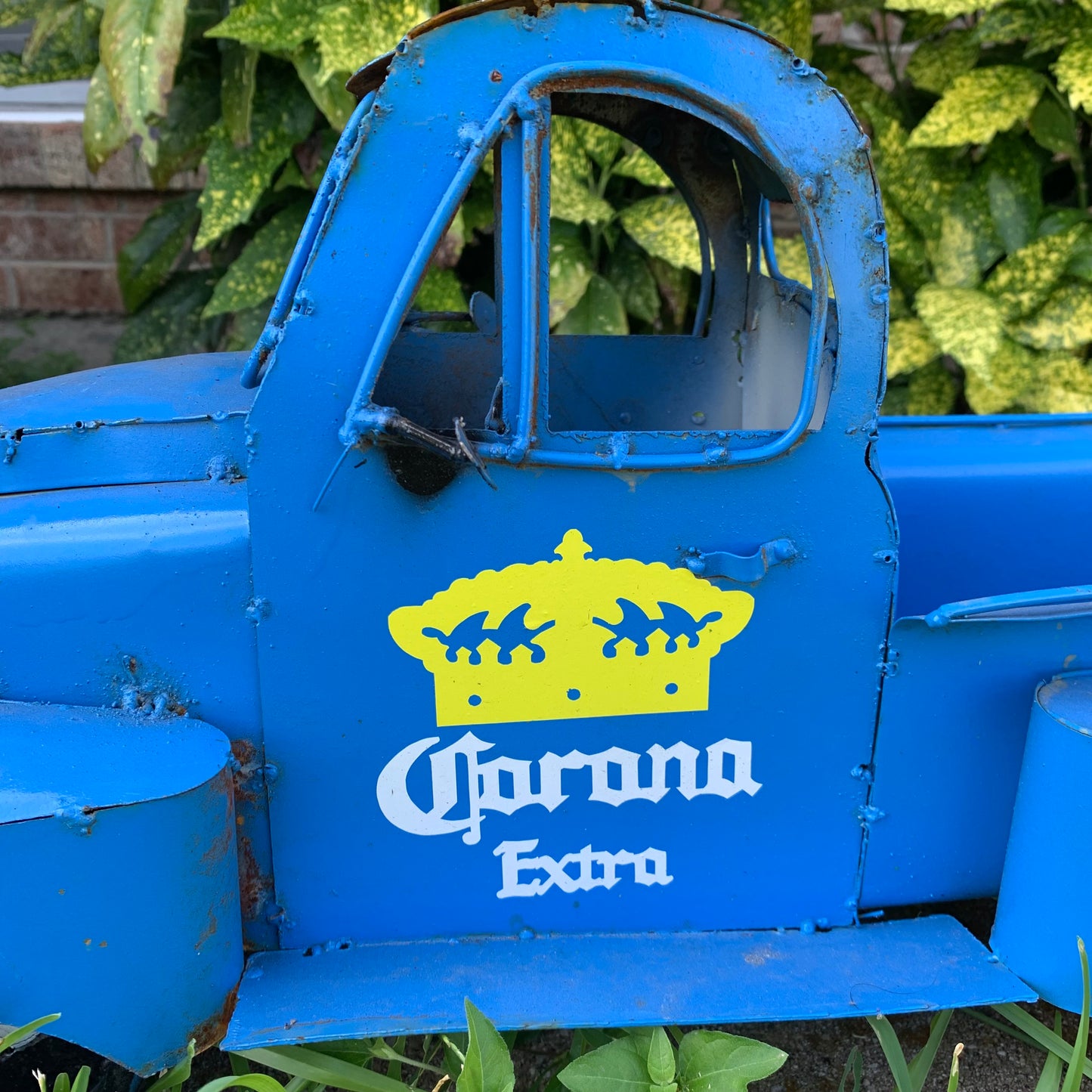 PICKUP TRUCK 20" METAL ART FIGURINE OUTDOOR & INDOOR GARDEN WESTERN HOME DECOR HANDMADE NEW: 20"L x 10"W x 12" H