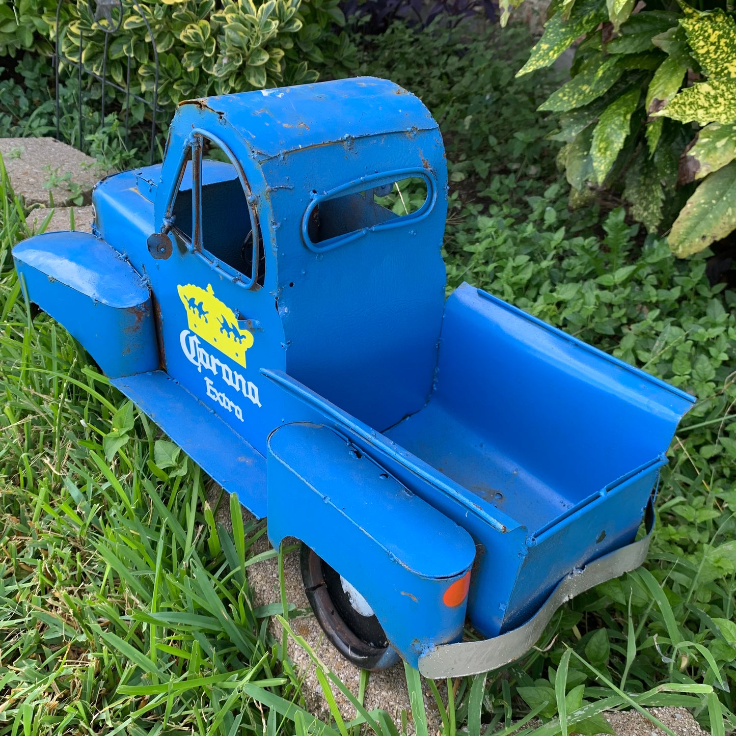 PICKUP TRUCK 20" METAL ART FIGURINE OUTDOOR & INDOOR GARDEN WESTERN HOME DECOR HANDMADE NEW: 20"L x 10"W x 12" H