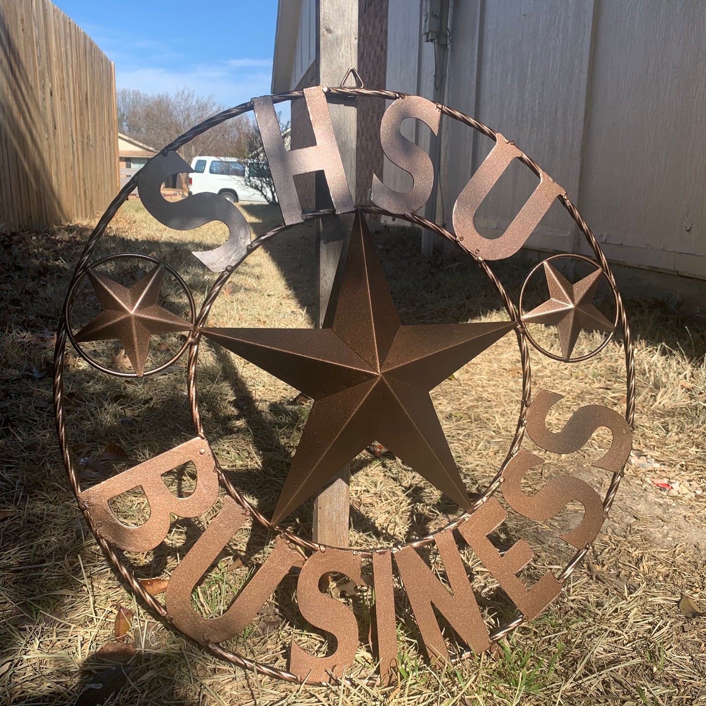 24",32" SHSU SAM HOUSTON BEARKATS BUSINESS RUSTIC BRONZE COPPER METAL CUSTOM VINTAGE CRAFT RUSTIC BLACK TEAM STAR HANDMADE