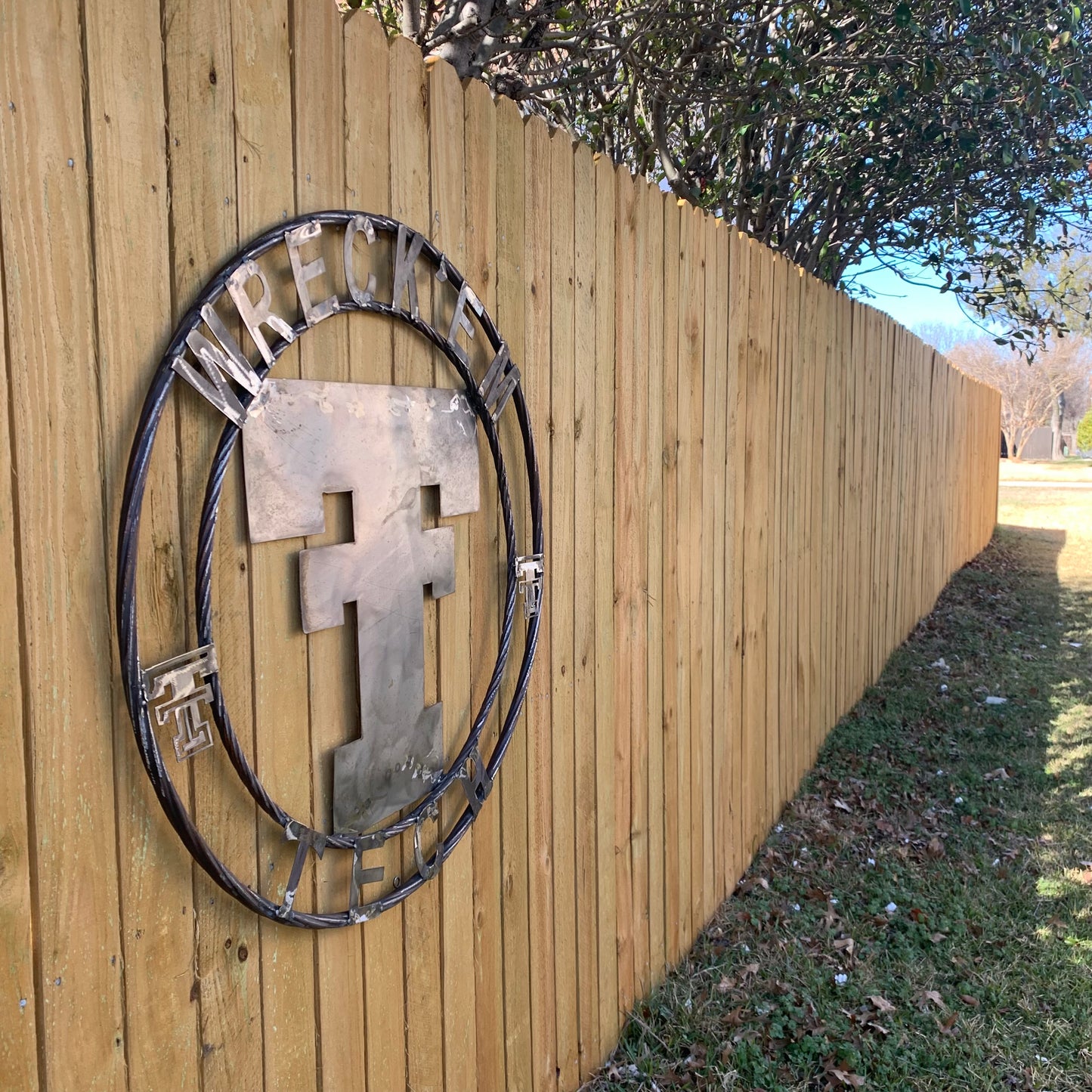 12",18",24",32",36" WRECKEM TEXAS TECH RAW METAL CUSTOM VINTAGE CRAFT METAL TEAM SIGN HANDMADE