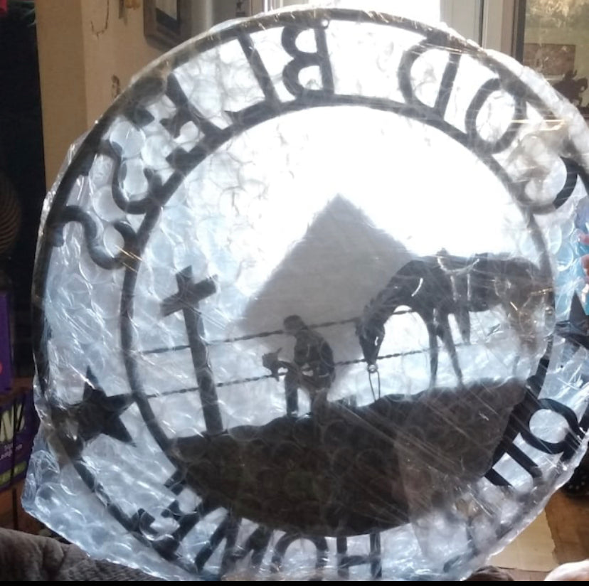 24",32" GOD BLESS OUR HOME COWBOYS PRAYER CHURCH METAL WALL ART SIGN WESTERN HOME DECOR HANDMADE NEW #SI_BC2116