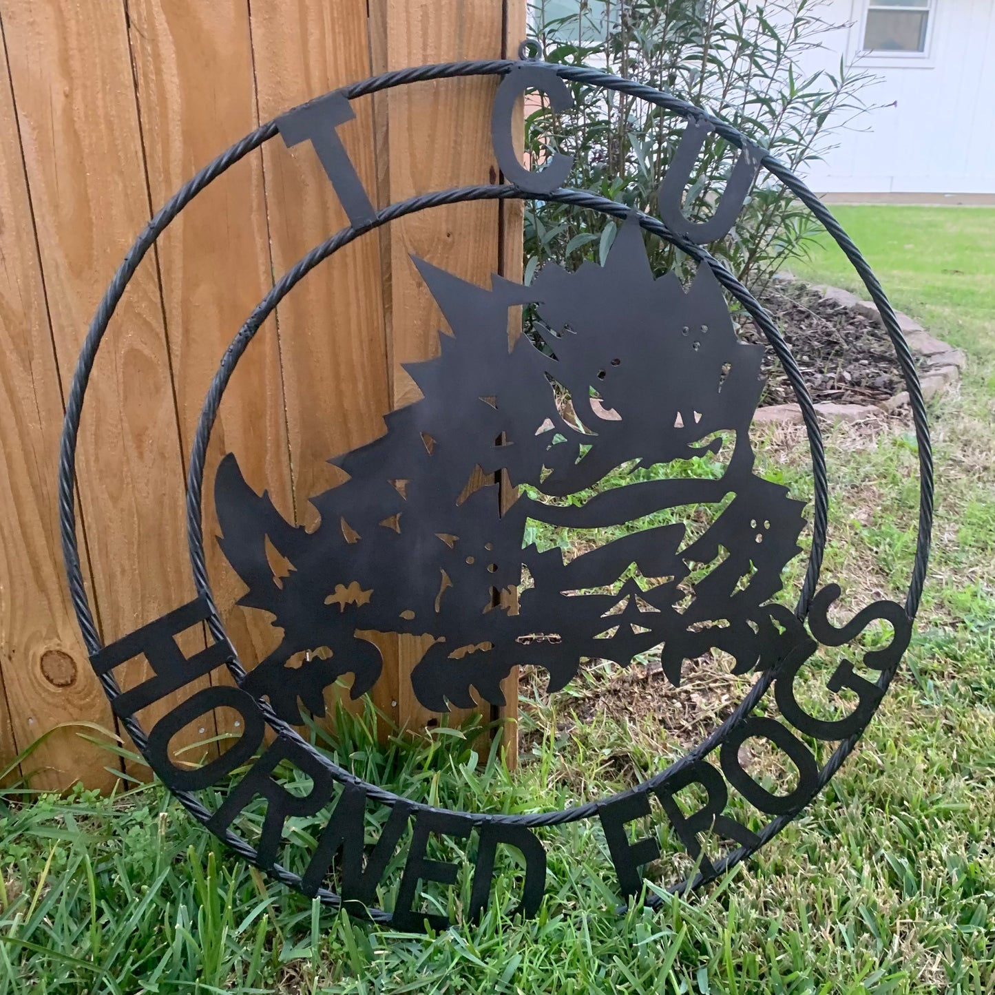 TCU HORNED FROGS BLACK CUSTOM METAL VINTAGE CRAFT TEAM SIGN HANDMADE