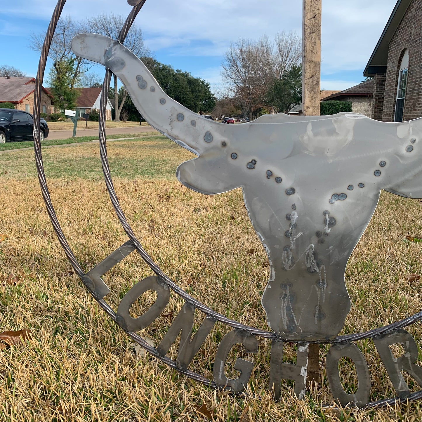 50" TEXAS LONGHORNS LARGE CUSTOM RAW METAL VINTAGE CRAFT SIGN TEAM ART UNPAINTED WESTERN HOME DECOR HANDMADE STEEL #EH12570