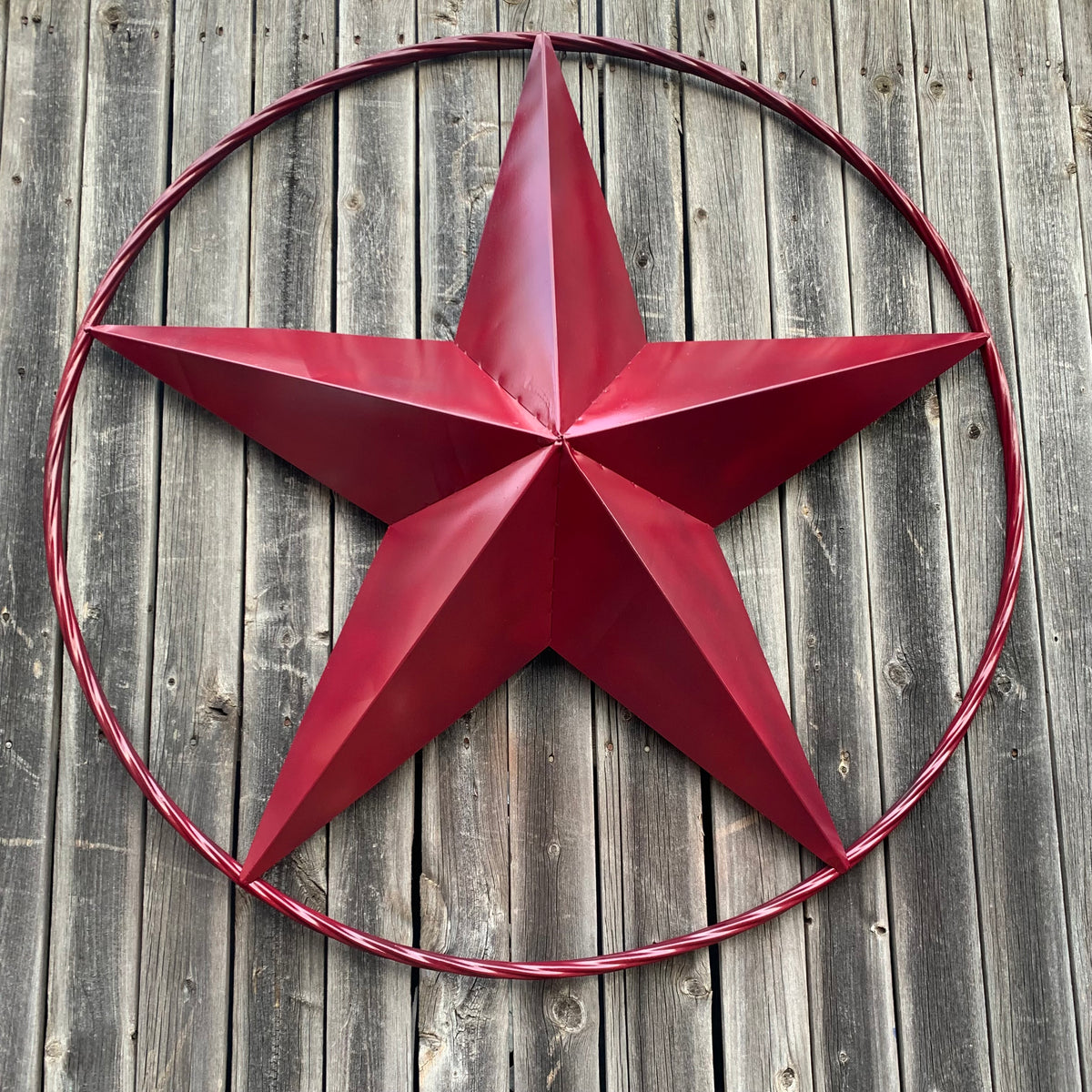 CRANBERRY BURGUNDY STAR RED STAR BARN METAL LONESTAR TWISTED ROPE RING WALL ART WESTERN HOME DECOR BRAND NEW