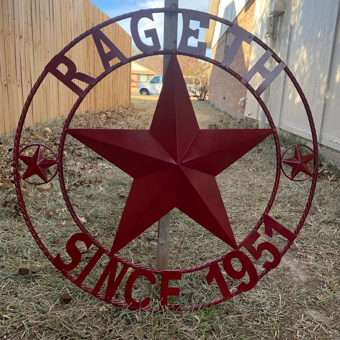 RAGETH STYLE YOUR CUSTOM STAR METAL NAME RUSTIC BURGUNDY RED PHILLIPS CUSTOM 3d STAR METAL NAME BARN STAR TWISTED ROPE RING DESIGN METAL WALL ART HOME DECOR ANY SIZE