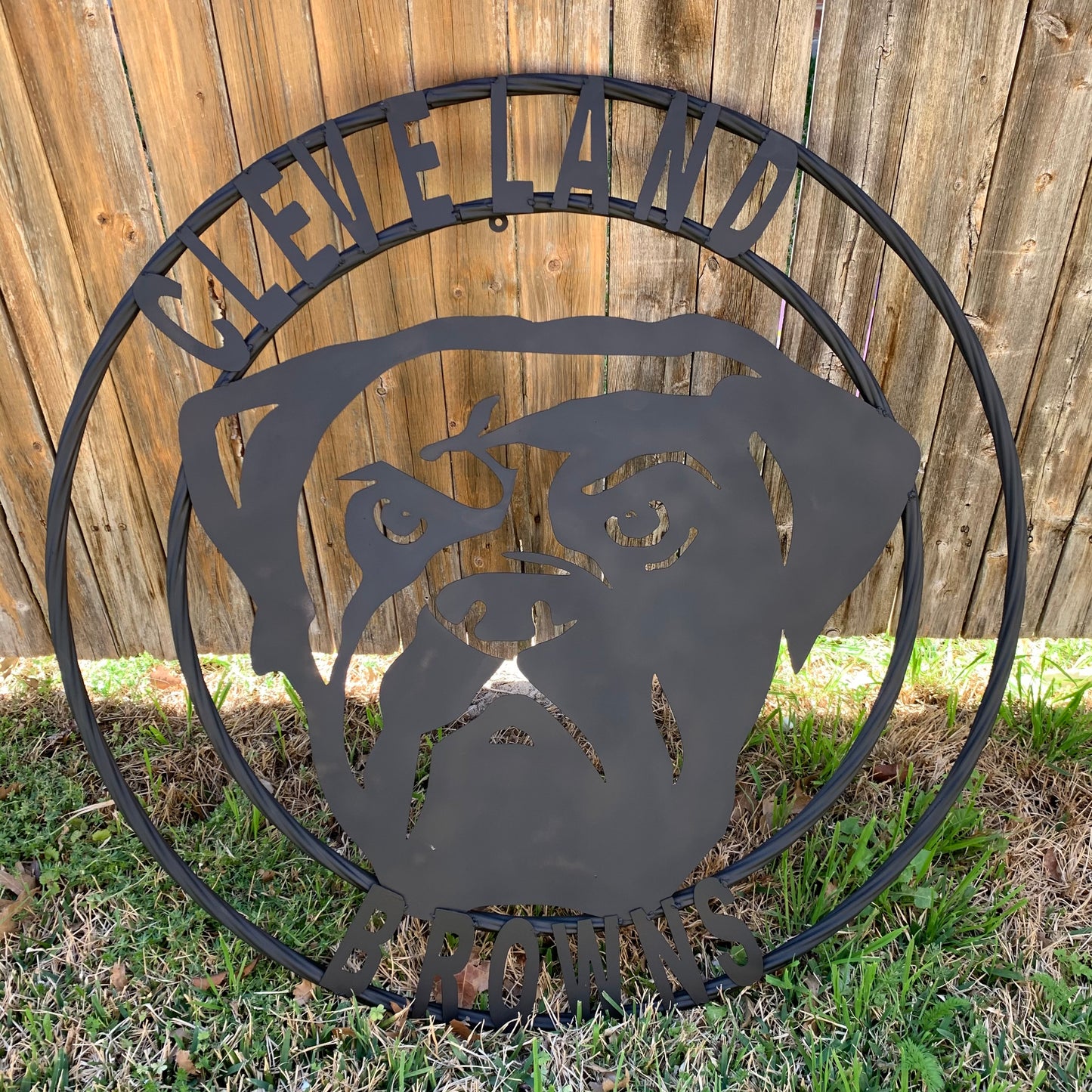 CLEVELAND BROWNS METAL CUSTOM VINTAGE CRAFT ART HANDMADE RUSTIC BLACK