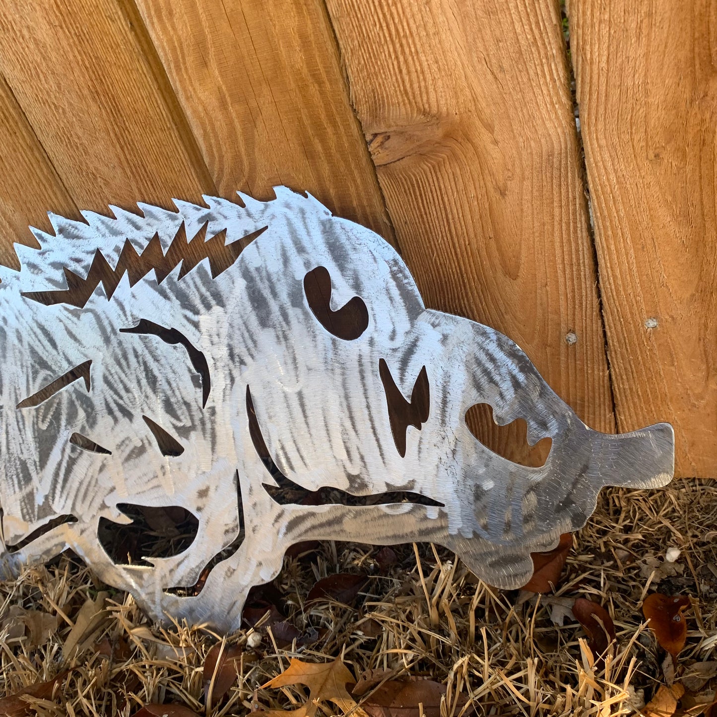 24" X 12" ARKANSAS RAZORBACKS CUSTOM RAW METAL VINTAGE CRAFT WIDE BAND RING TEAM SIGN HANDMADE