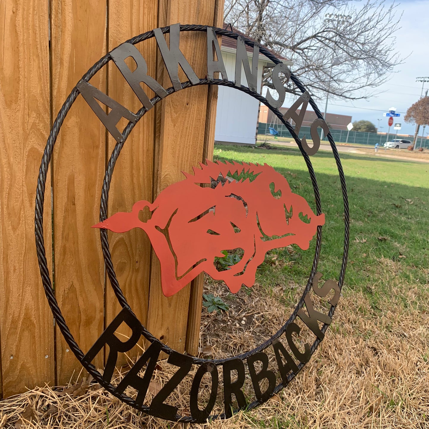 ARKANSAS RAZORBACKS CUSTOM METAL VINTAGE CRAFT SIGN TEAM WALL ART WESTERN HOME DECOR HANDAMADE