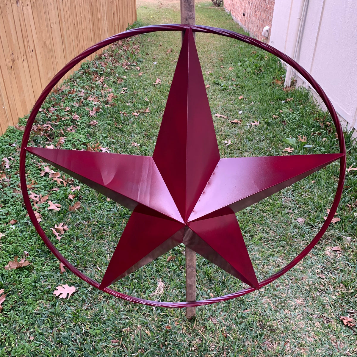 CRANBERRY BURGUNDY STAR RED STAR BARN METAL LONESTAR TWISTED ROPE RING WALL ART WESTERN HOME DECOR BRAND NEW