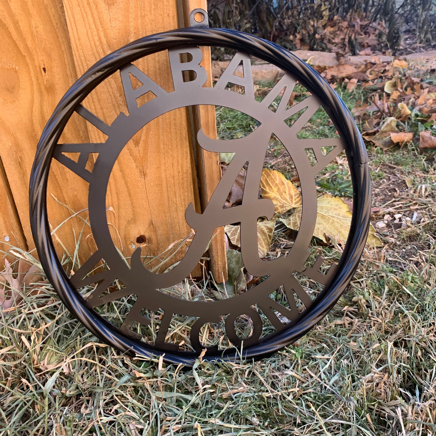 ALABAMA WELCOME CUSTOM ALL BLACK METAL VINTAGE SIGN TEAM HANDMADE