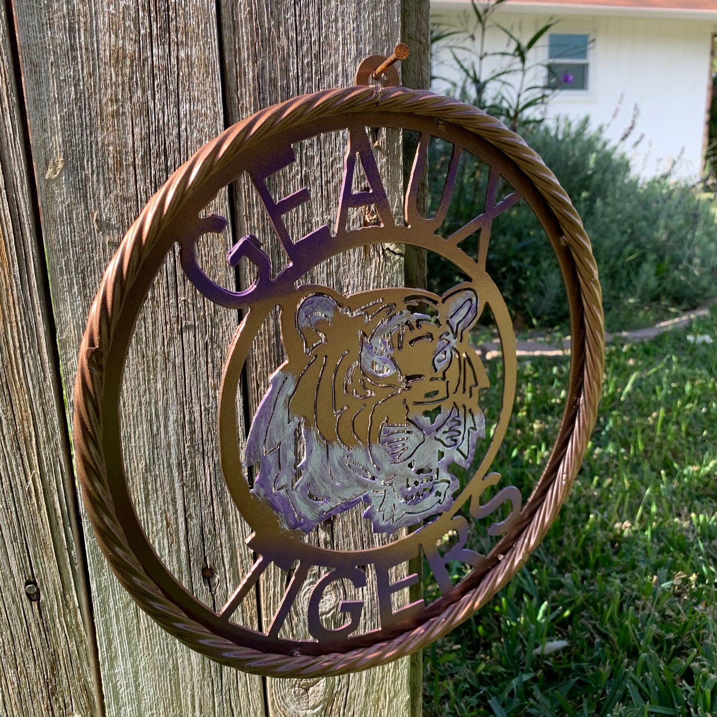 12",18",24",32" GEAUX TIGERS CUSTOM VINTAGE METAL CRAFT TEAM WALL ART HANDMADE