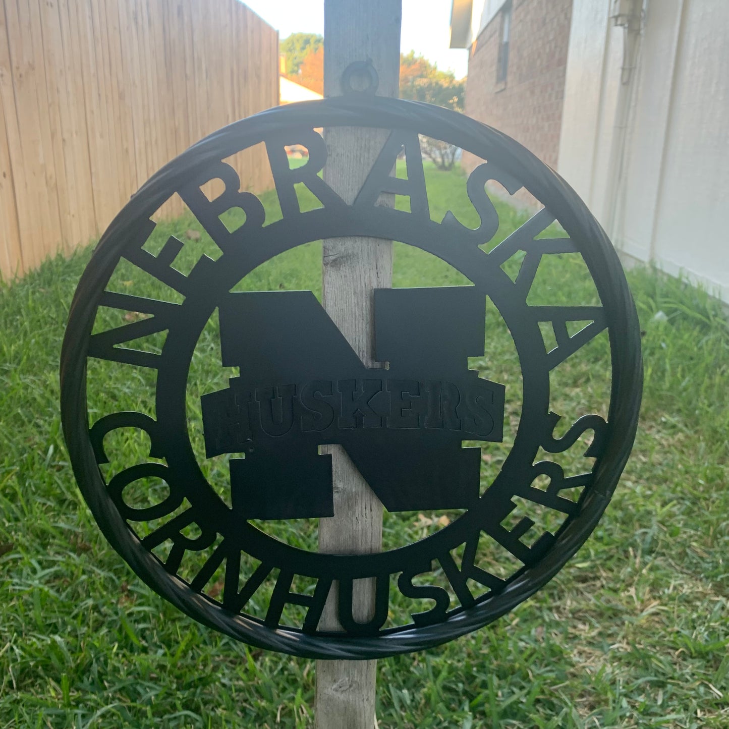 12" NEBRASKA HUSKERS BLACK METAL CUSTOM VINTAGE CRAFT TEAM SIGN