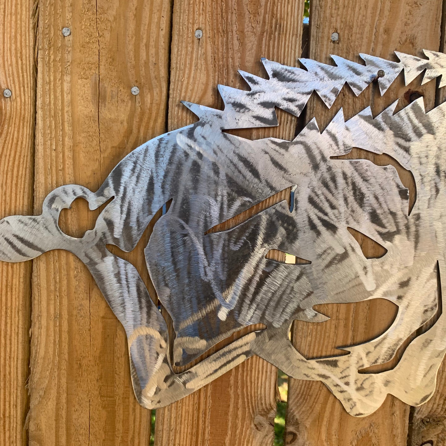 24" X 12" ARKANSAS RAZORBACKS CUSTOM RAW METAL VINTAGE CRAFT WIDE BAND RING TEAM SIGN HANDMADE