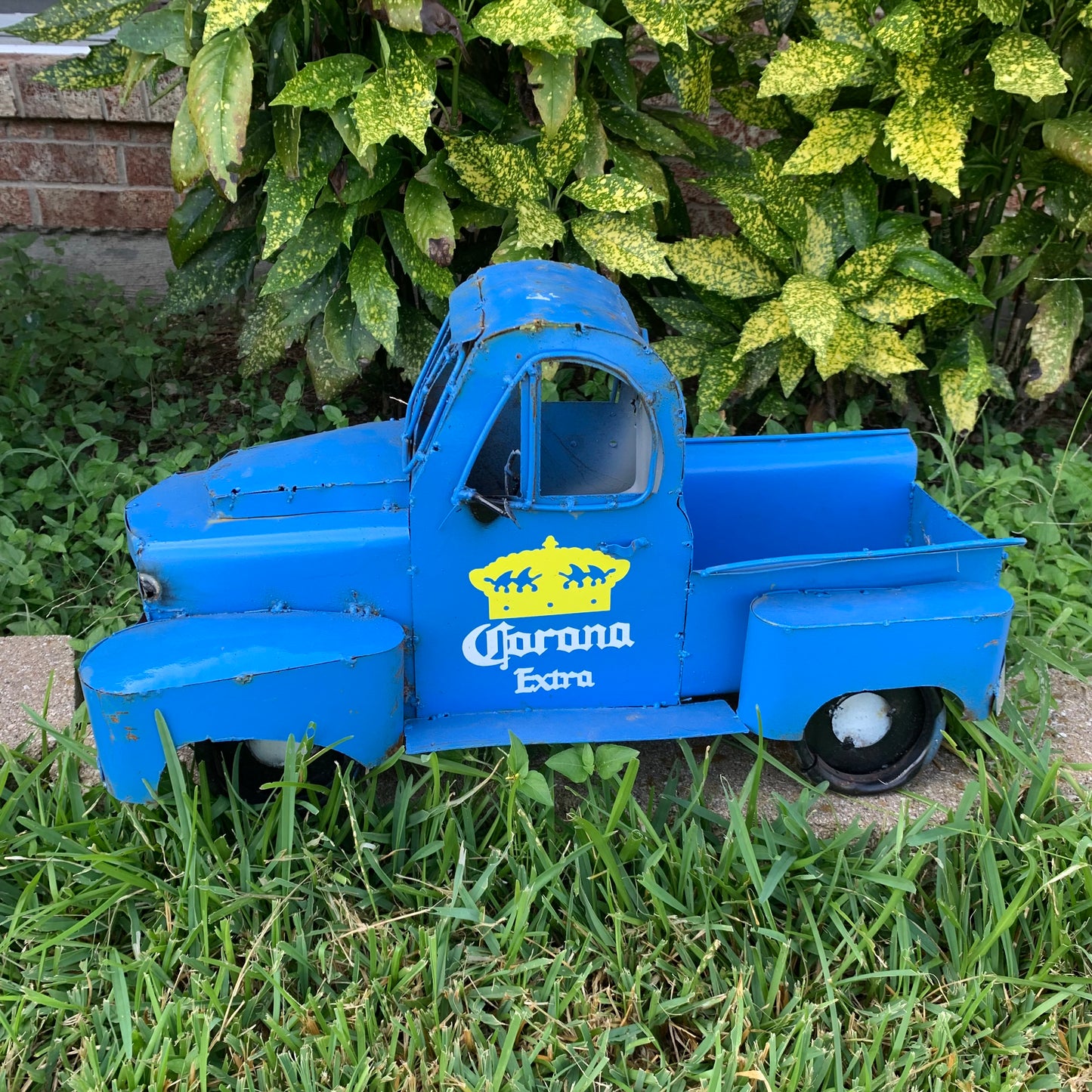 PICKUP TRUCK 20" METAL ART FIGURINE OUTDOOR & INDOOR GARDEN WESTERN HOME DECOR HANDMADE NEW: 20"L x 10"W x 12" H