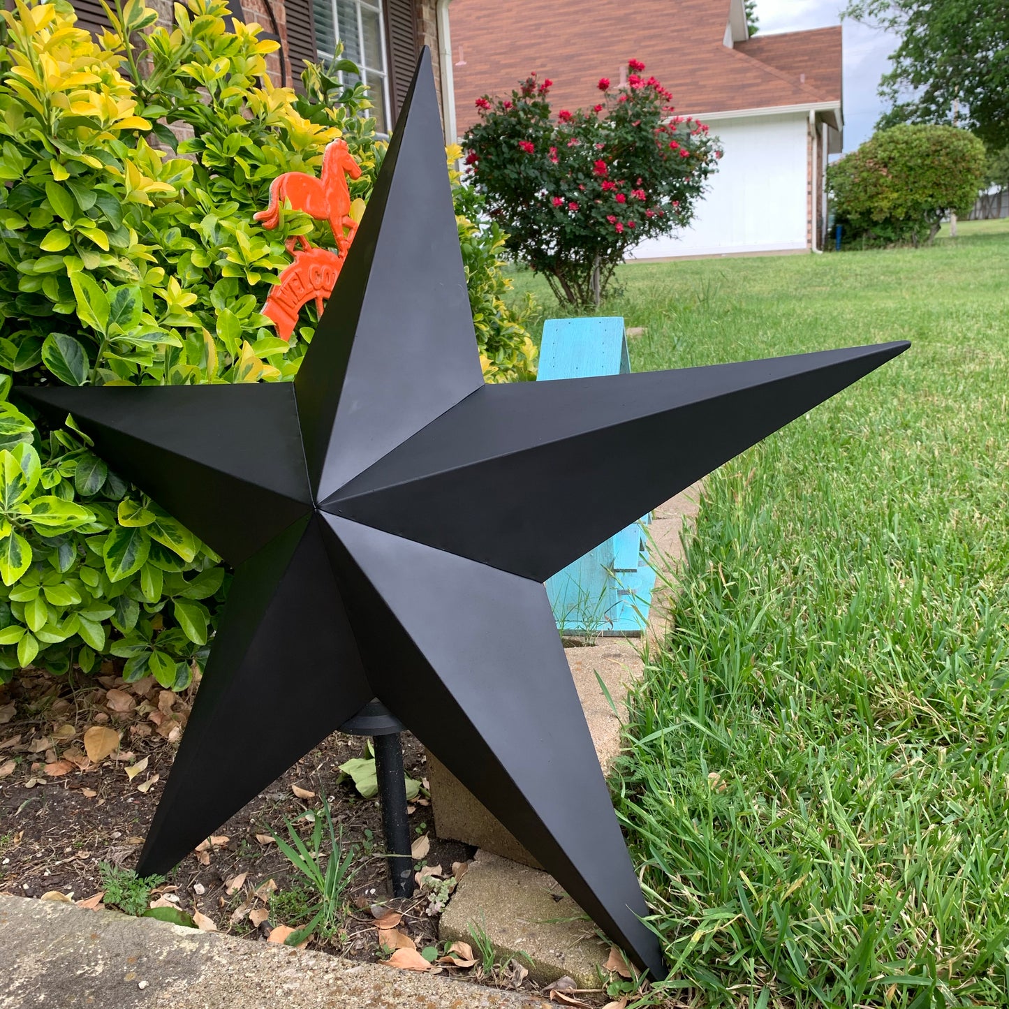 #EH10479 12", 16", 24", 30", 36" RUSTIC BLACK BARN STAR NO RING DAVID STAR 5 POINT WESTERN HOME DECOR HAND PAINTED