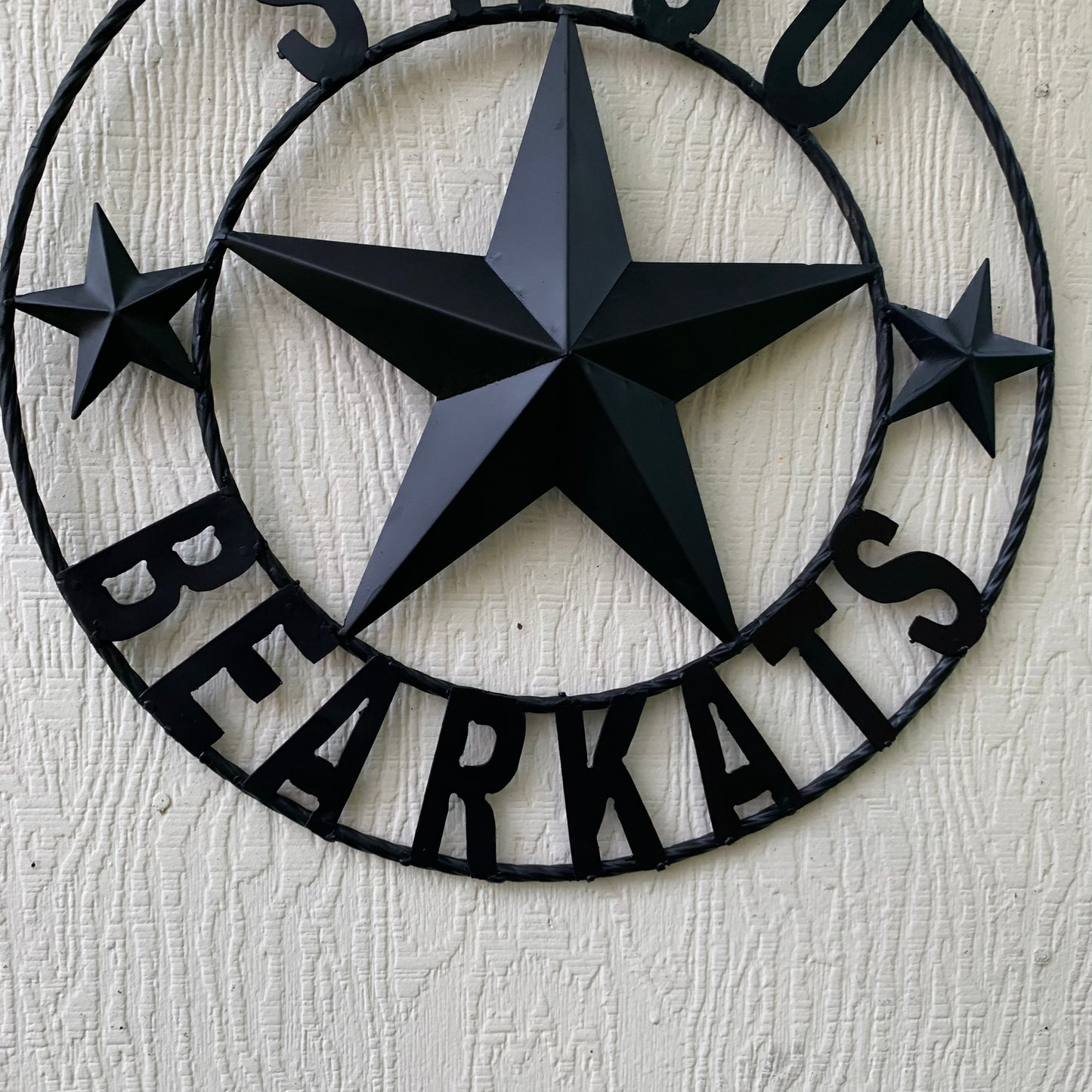 24",32" SHSU SAM HOUSTON BEARKATS RUSTIC BLACK METAL CUSTOM VINTAGE CRAFT RUSTIC BLACK TEAM STAR HANDMADE