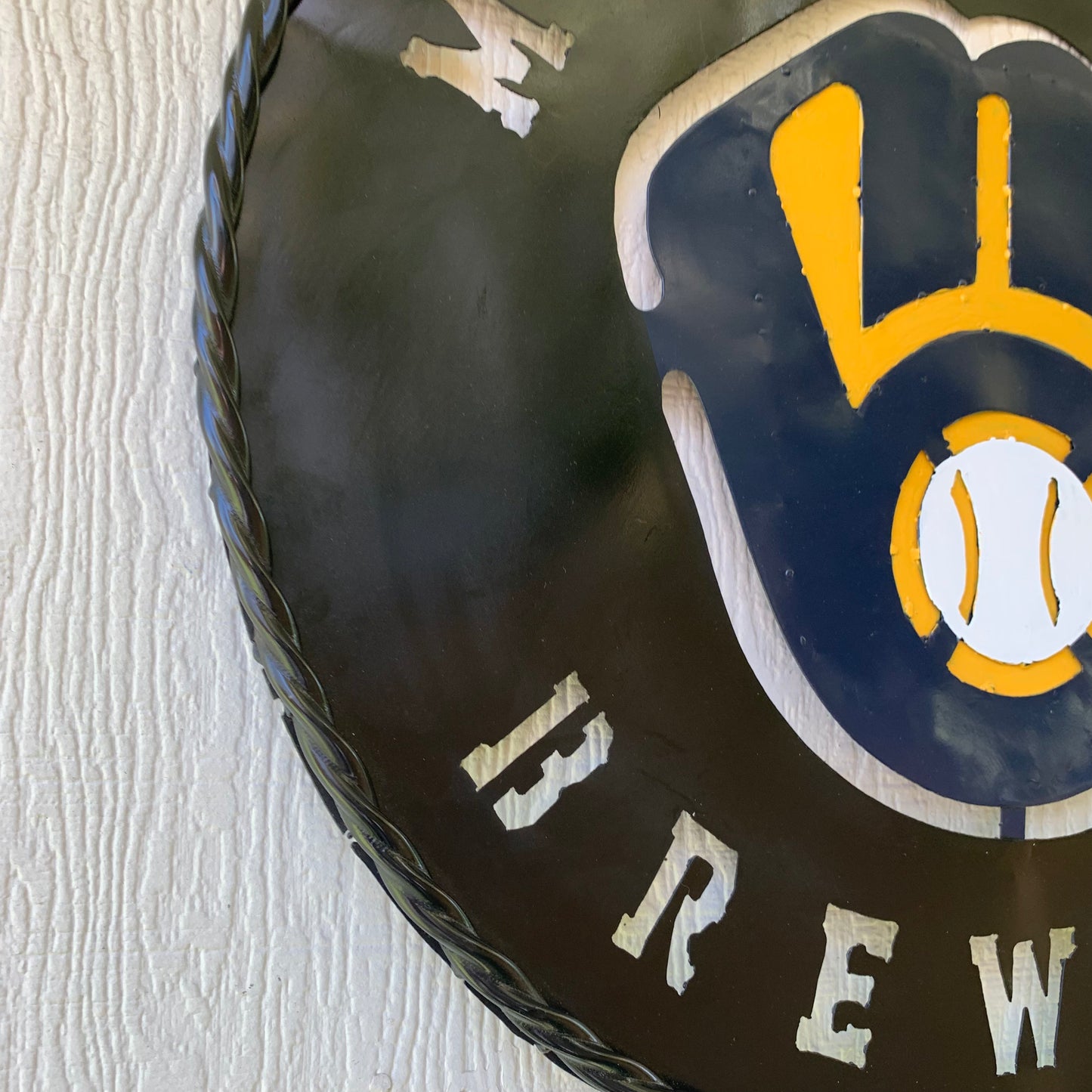 24" MILWAUKEE BREWERS WIDE BAND DISC CUSTOM METAL VINTAGE CRAFT TEAM SPORTS SIGN HANDMADE
