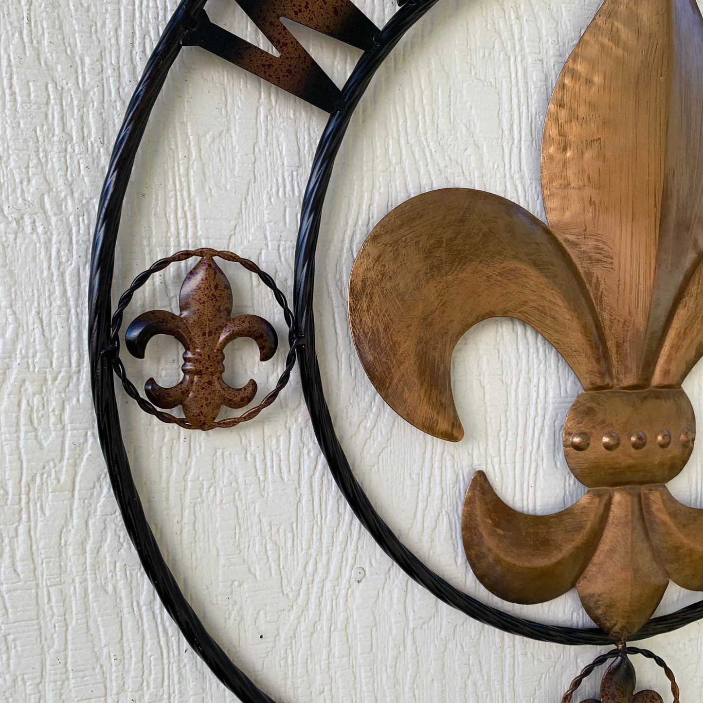 24", 32" WELCOME FLEUR DE LIS METAL WALL ART WESTERN HOME DECOR GOLD & BLACK #EH10251
