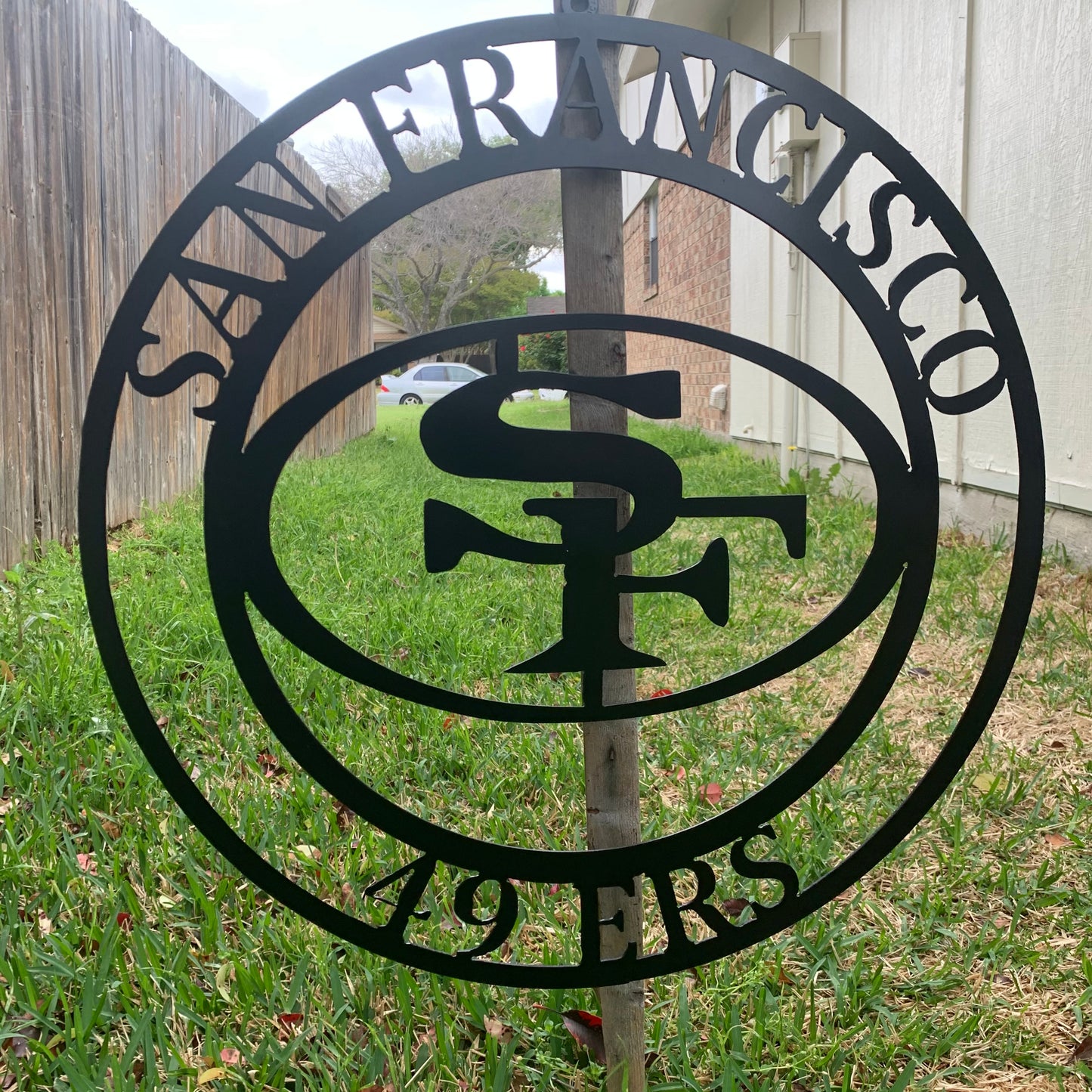 SAN FRANCISCO 49ERS METAL CUSTOM VINTAGE CRAFT TEAM SIGN RUSTIC BLACK HAND MADE IN USA 18",24",36",40",50"