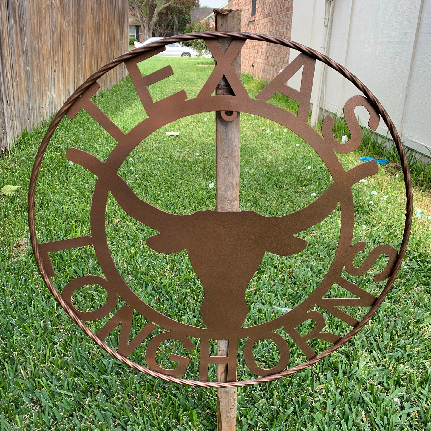 TEXAS LONGHORNS CUSTOM METAL VINTAGE CRAFT SIGN TEAM ART WESTERN HOME DECOR RUSTIC BRONZE #EH12552 12",18",24",36",50"