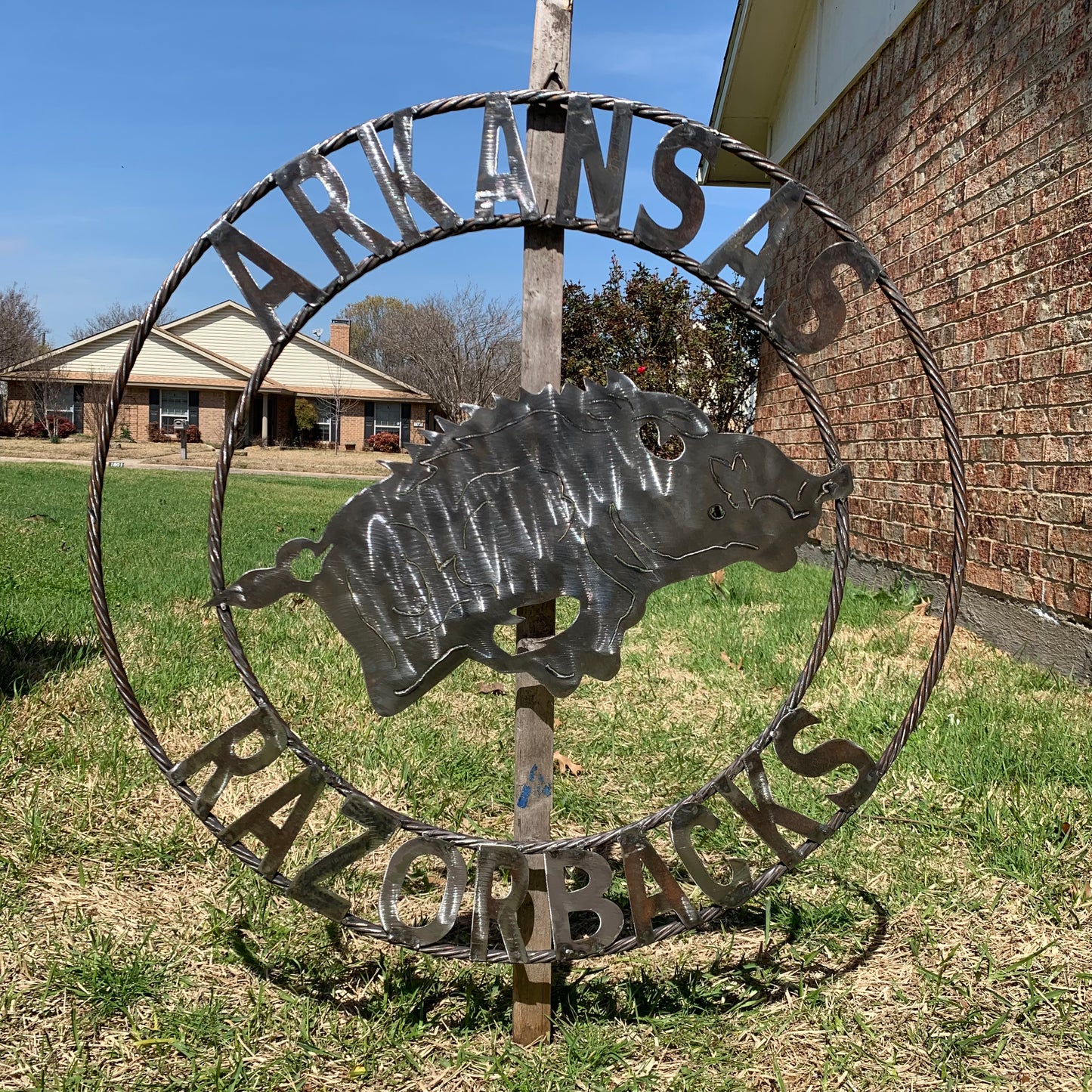 ARKANSAS RAZORBACKS CUSTOM RAW METAL VINTAGE CRAFT TEAM SIGN OFFICIAL LICENSED PRODUCT