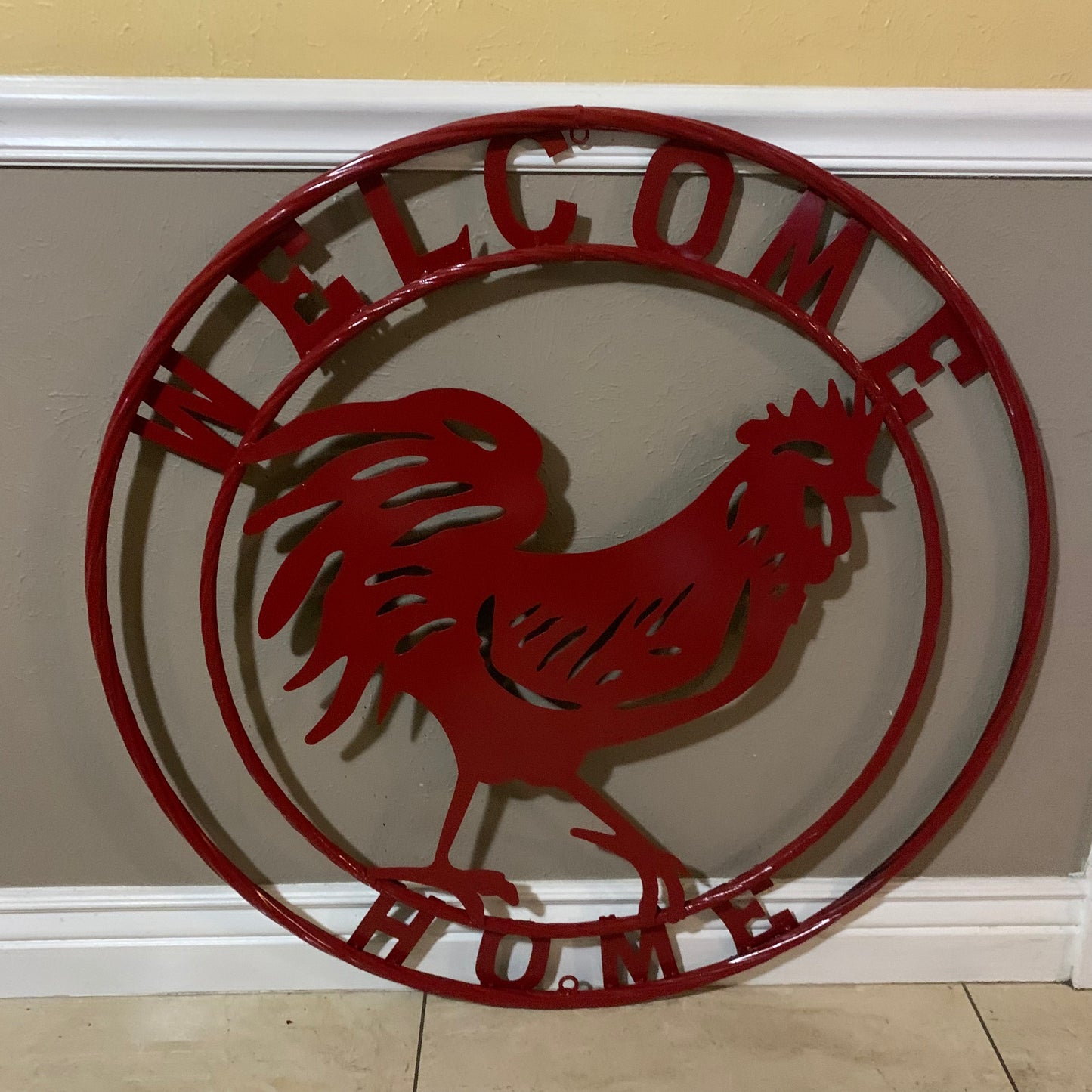 YOUR CUSTOM NAME RED ROOSTER LASERCUT METAL ART WITH RING DESIGN WESTERN METAL ANIMAL ART HOME WALL DECOR BRAND NEW