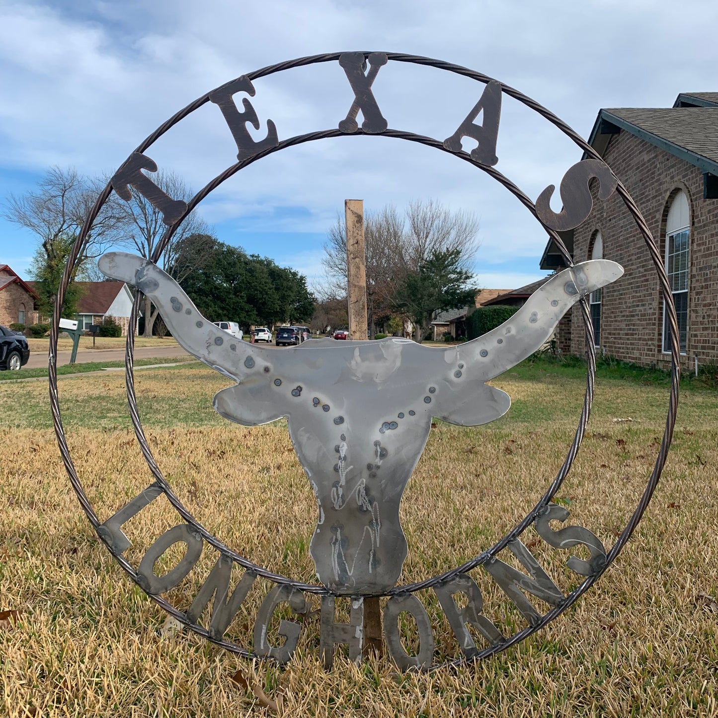 50" TEXAS LONGHORNS LARGE CUSTOM RAW METAL VINTAGE CRAFT SIGN TEAM ART UNPAINTED WESTERN HOME DECOR HANDMADE STEEL #EH12570