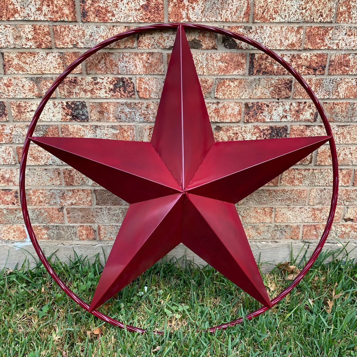 CRANBERRY BURGUNDY STAR RED STAR BARN METAL LONESTAR TWISTED ROPE RING WALL ART WESTERN HOME DECOR BRAND NEW