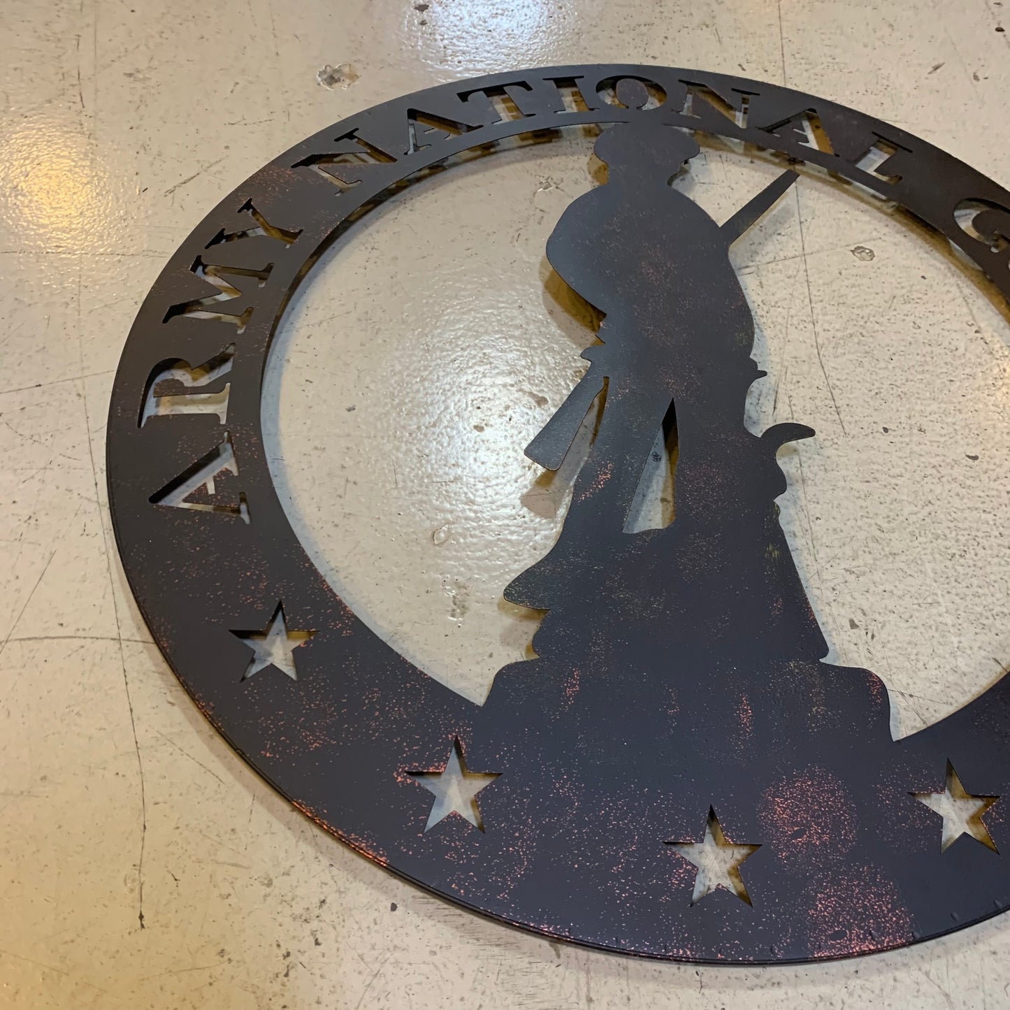 24" ARMY NATIONAL GUARD CUSTOM METAL VINTAGE CRAFT METAL WALL ART WESTERN HOME DECOR